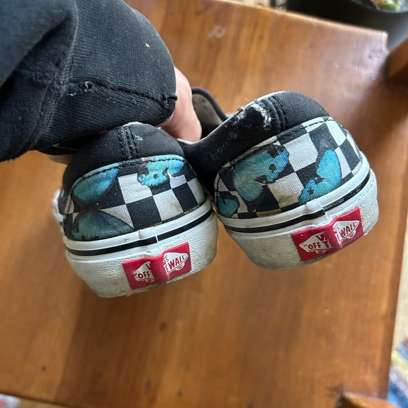 Vans Slip-On Shoes - Black and Blue Butterfly Checkered - Picture 8 of 15